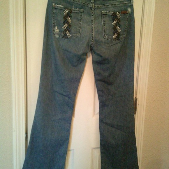 7 For All Mankind Distressed w/ Braided Pocket Jeans (10/30) - Picture 2 of 9